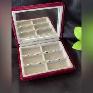 Red Velvet Vintage Jewelry Box with Mirror